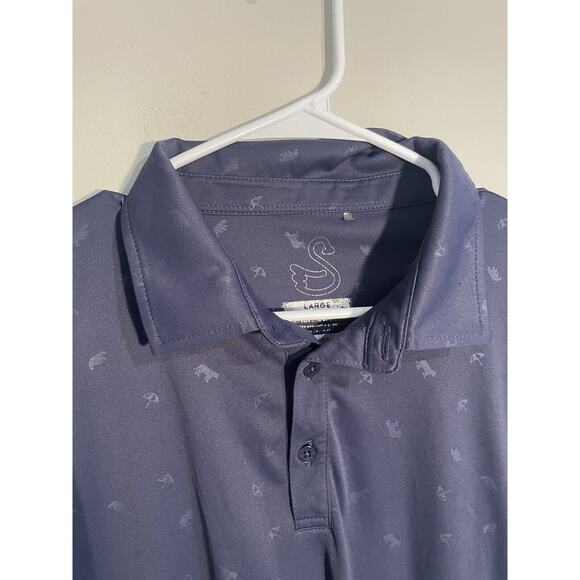 Swannies Mens L BLUE GOLF Polo Shirt Short Sleeve Performance Casual - Picture 2 of 8
